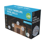 LED Twinkle Petal Balls 10cm 5 - Pack Cool - Warm White or Multicolor - Multicolor