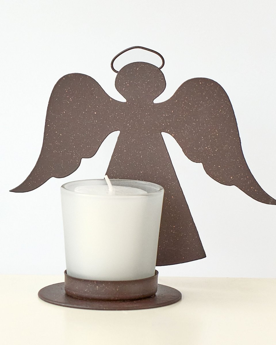 casa - verde - folk - angel - votive - holder - 17 - x - 15cm