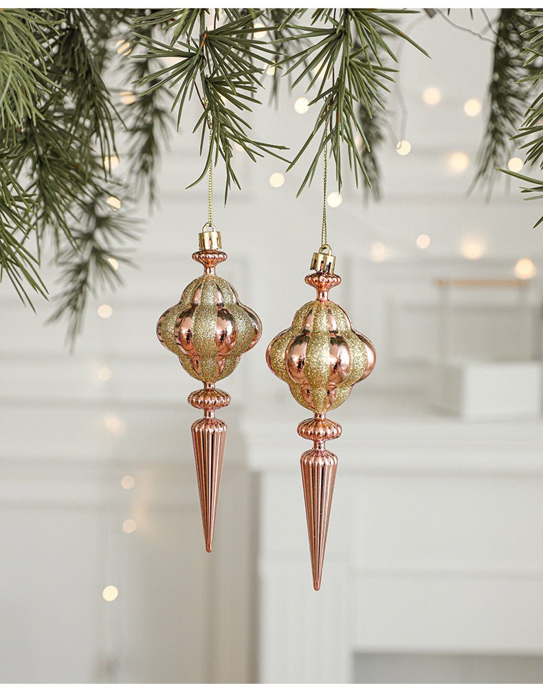 Set of 10 Christmas Ornaments - Gold & Rose Gold Holiday Tree Decorations