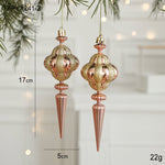 Set of 10 Christmas Ornaments - Gold & Rose Gold Holiday Tree Decorations