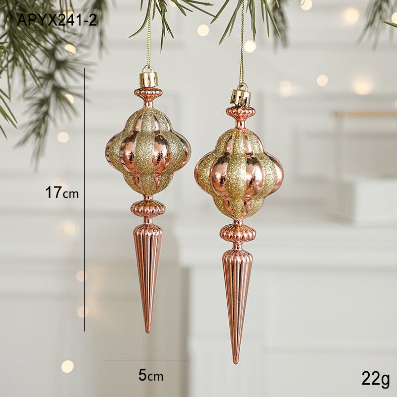 Set of 10 Christmas Ornaments - Gold & Rose Gold Holiday Tree Decorations