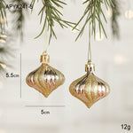 Set of 10 Christmas Ornaments - Gold & Rose Gold Holiday Tree Decorations