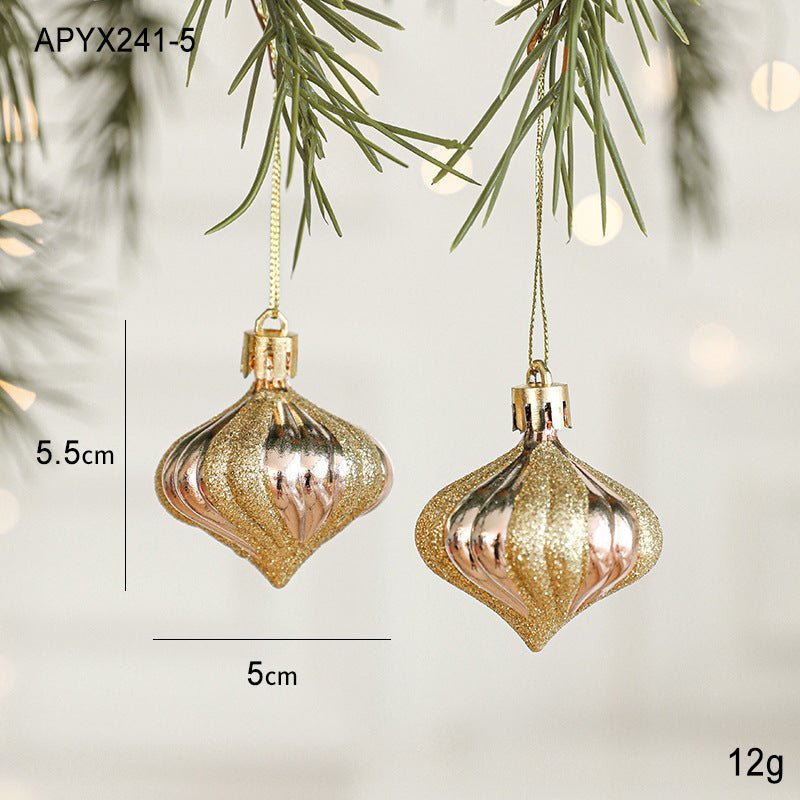 Set of 10 Christmas Ornaments - Gold & Rose Gold Holiday Tree Decorations