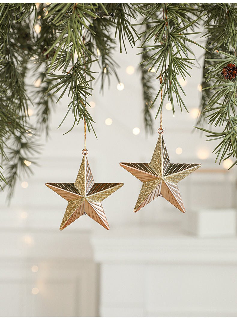 Set of 10 Christmas Ornaments - Gold & Rose Gold Holiday Tree Decorations