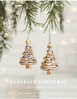 Set of 10 Christmas Ornaments - Gold & Rose Gold Holiday Tree Decorations