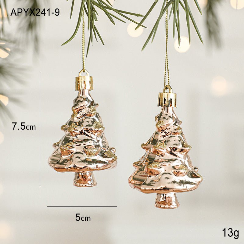 Set of 10 Christmas Ornaments - Gold & Rose Gold Holiday Tree Decorations