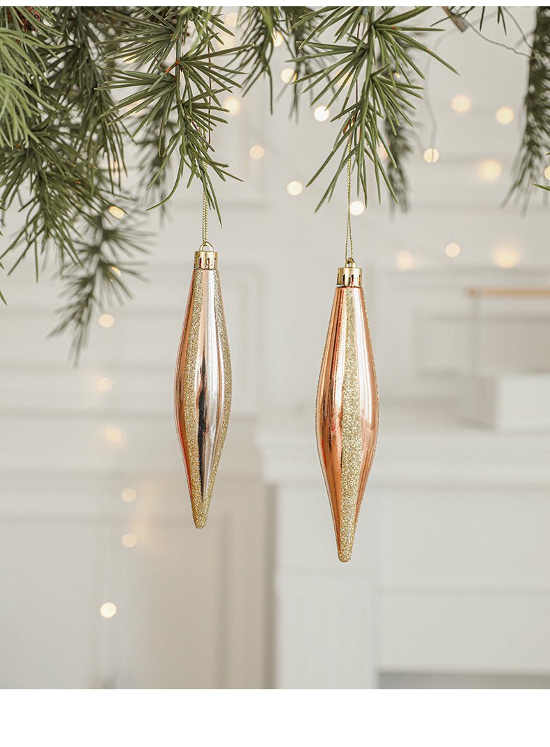 Set of 10 Christmas Ornaments - Gold & Rose Gold Holiday Tree Decorations