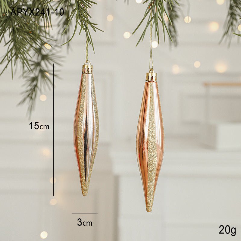 Set of 10 Christmas Ornaments - Gold & Rose Gold Holiday Tree Decorations