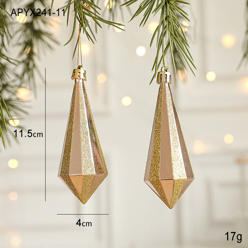 Set of 10 Christmas Ornaments - Gold & Rose Gold Holiday Tree Decorations