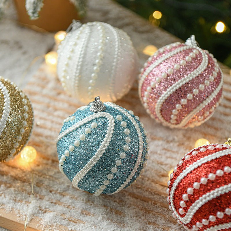 Glittery Christmas Baubles , Pearl - Accented Holiday Ornaments in Assorted Colors, 2 Sets Total(5 Colors Per Set)