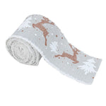 Christmas - Themed Decorative Wired Ribbon Burlap– Reindeer and Tree Print Rolled Fabric Set ,Diameter 6.8 cm, length 2 cm (two set, 6 pieces in total)