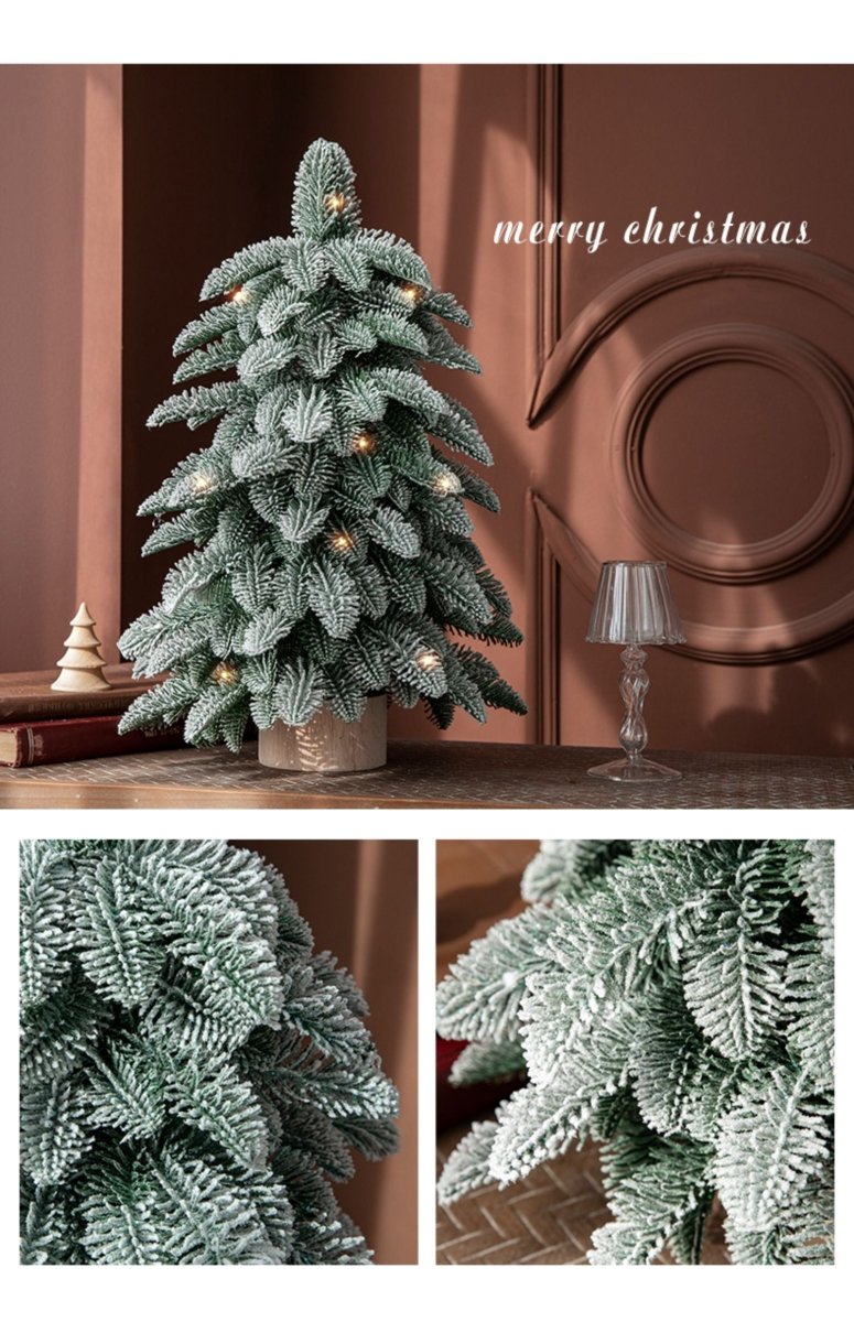 55cm Frosted Mini Christmas Tree – Snow - Covered Indoor Holiday Decoration