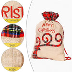 Large Merry Christmas Drawstring Gift Bag with Plaid Accents - Perfect for Holiday Presents (3 pieces)