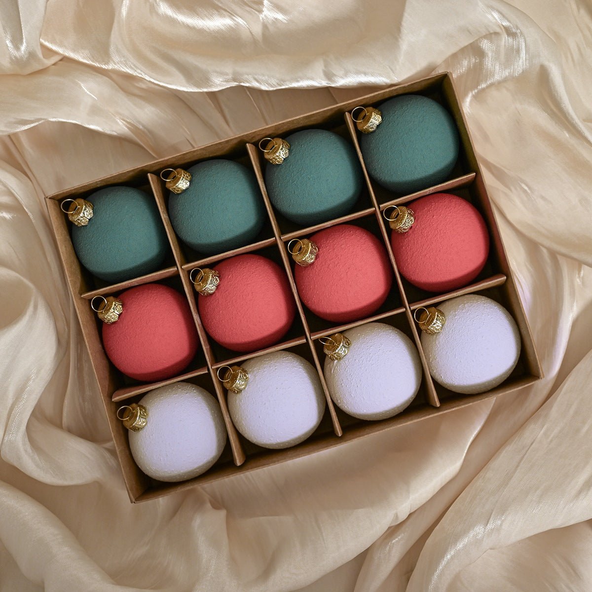 Set of 12 Matte Christmas Ornaments - Pastel Colored Shatterproof Baubles for Holiday Decor (6 cm)