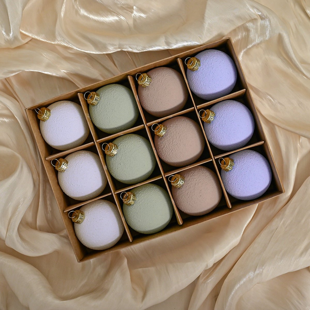 Set of 12 Matte Christmas Ornaments - Pastel Colored Shatterproof Baubles for Holiday Decor (6 cm)