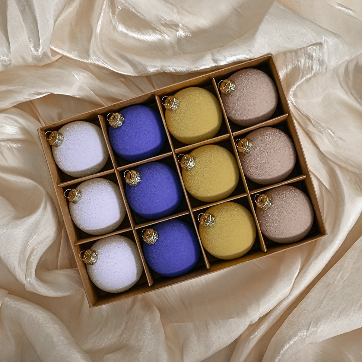 Set of 12 Matte Christmas Ornaments - Pastel Colored Shatterproof Baubles for Holiday Decor (6 cm)