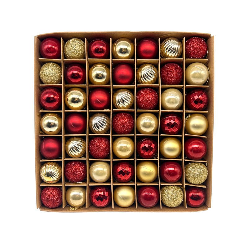 49 - Piece Christmas Ornament Set - 3cm Red, Gold Baubles for Christmas Tree Decoration