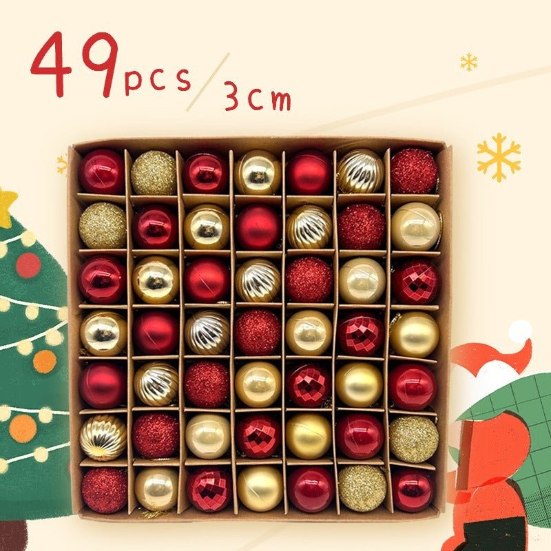 49 - Piece Christmas Ornament Set - 3cm Red, Gold Baubles for Christmas Tree Decoration