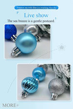 49 - Piece Christmas Ornament Set - 3cm Blue, Silver Baubles for Christmas Tree Decoration
