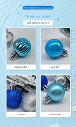 49 - Piece Christmas Ornament Set - 3cm Blue, Silver Baubles for Christmas Tree Decoration