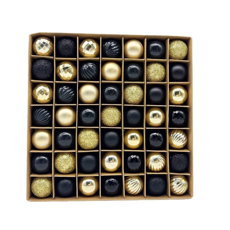 49 - Piece Christmas Ornament Set - 3cm Black, Gold Baubles for Christmas Tree Decoration