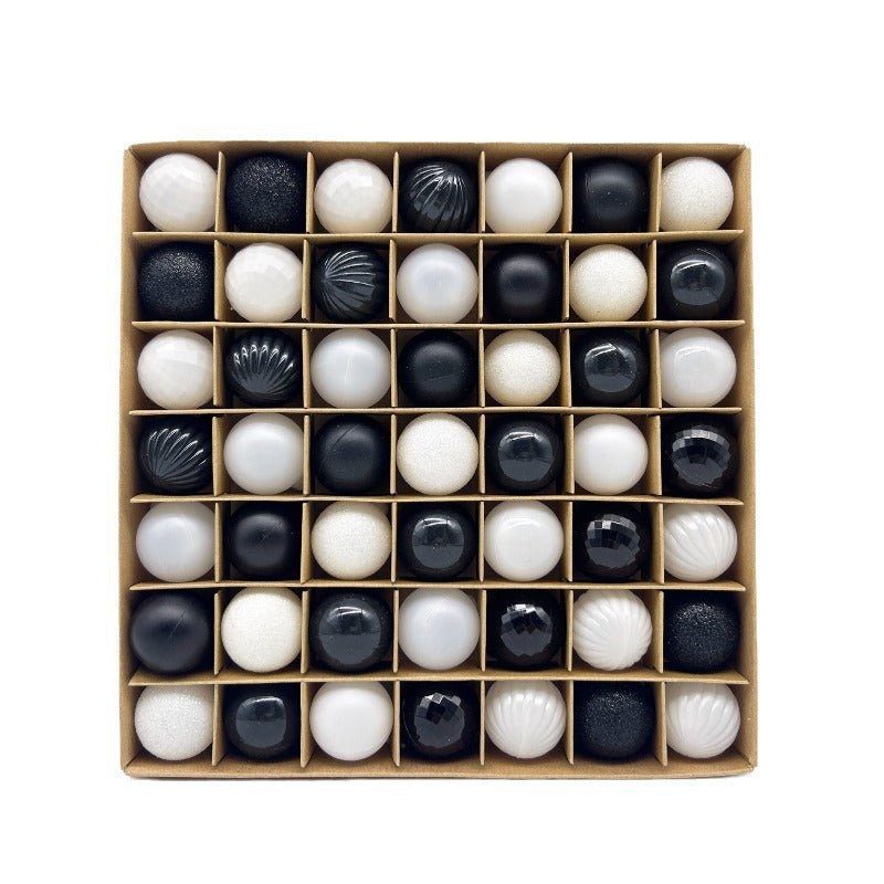 49 - Piece Christmas Ornament Set - 3cm Black, White Baubles for Christmas Tree Decoration