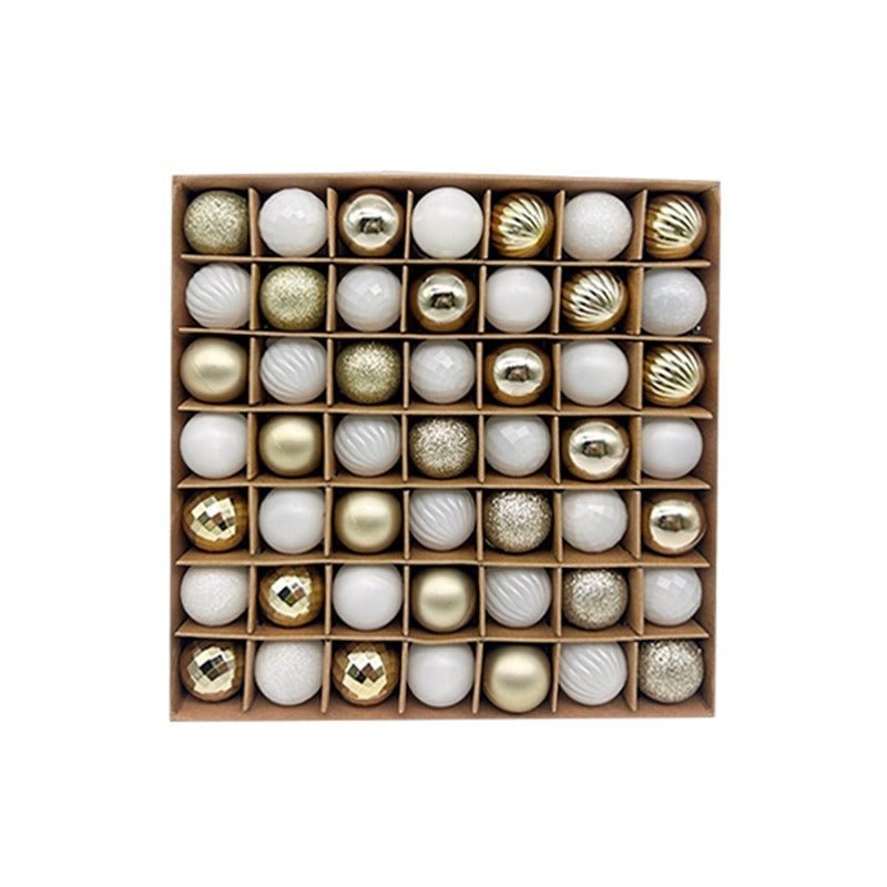 49 - Piece Christmas Ornament Set - 3cm White, Gold Baubles for Christmas Tree Decoration