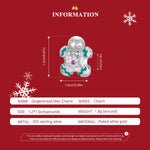 Sterling Silver Gingerbread Man Charm - Festive Christmas Pendant with Colorful Accents (weighs approximately 1.8g)