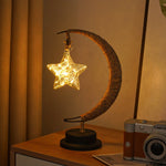 LED Multi - Shape Decorative Lights - Star, Moon, Apple USB Night Lights with Handmade Hemp Rope, Warm Iron Craft, Perfect Birthday & Christmas Gift