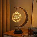 LED Multi - Shape Decorative Lights - Star, Moon, Apple USB Night Lights with Handmade Hemp Rope, Warm Iron Craft, Perfect Birthday & Christmas Gift