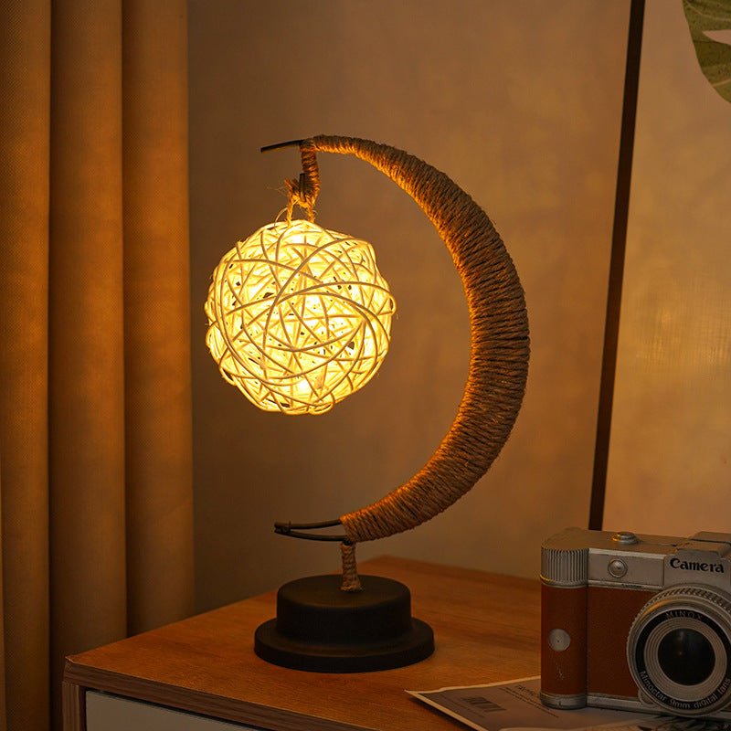 LED Multi - Shape Decorative Lights - Star, Moon, Apple USB Night Lights with Handmade Hemp Rope, Warm Iron Craft, Perfect Birthday & Christmas Gift