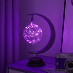 LED Multi - Shape Decorative Lights Purple Star, Moon, Apple USB Night Lights with Handmade Hemp Rope, Warm Iron Craft, Perfect Birthday & Christmas Gift