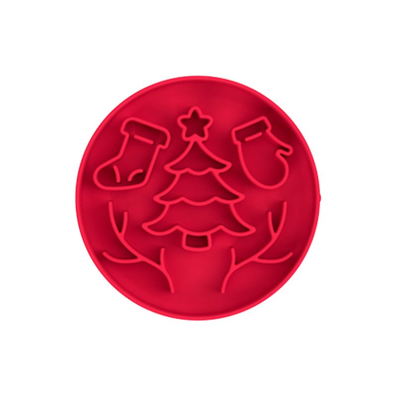 Red Silicone Slow Feeder Bowl for Dogs - Anti - Choking Christmas - Themed Lick Mat