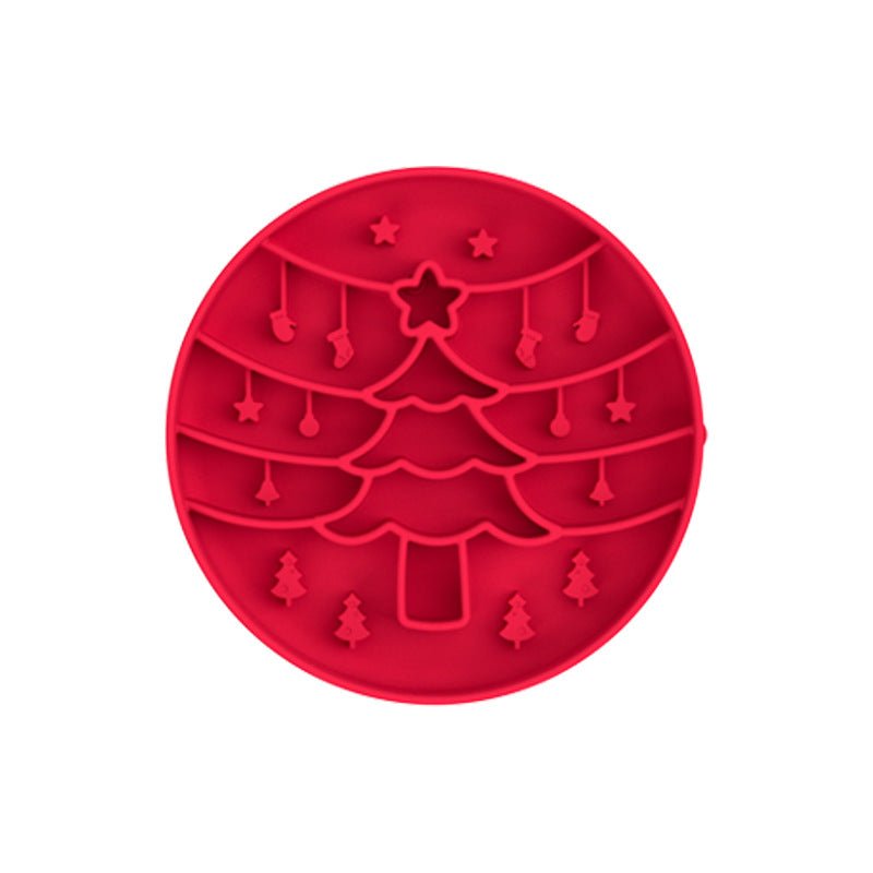 Red Silicone Slow Feeder Bowl for Dogs - Anti - Choking Christmas - Themed Lick Mat