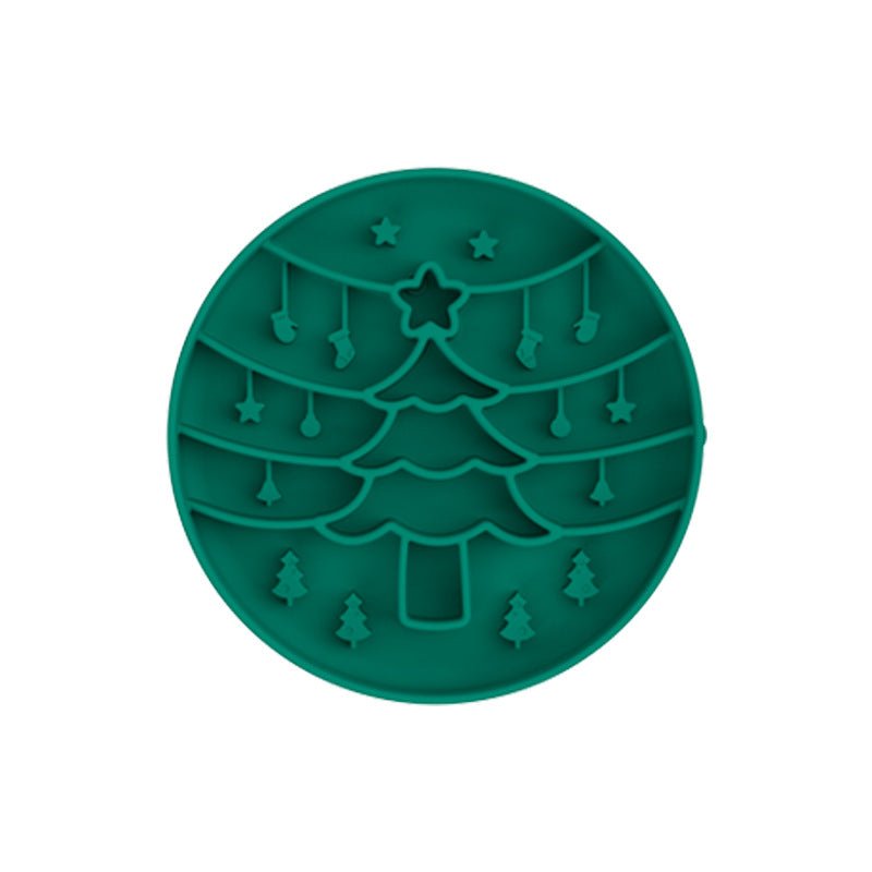 Green Silicone Slow Feeder Bowl for Dogs - Anti - Choking Christmas - Themed Lick Mat