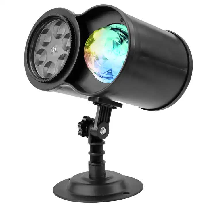 Bracket Outdoor Waterproof Lawn Dual - Tube Projection Light – LED Halloween & Christmas Dynamic Water Ripple Animation, Replaceable 12 Slides, Stake or Stand Mountable