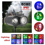 Ground Insert Outdoor Waterproof Lawn Dual - Tube Projection Light - LED Halloween & Christmas Dynamic Water Ripple Animation, Replaceable 12 Slides, Stake or Stand Mountable