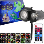 Ground Insert Outdoor Waterproof Lawn Dual - Tube Projection Light - LED Halloween & Christmas Dynamic Water Ripple Animation, Replaceable 12 Slides, Stake or Stand Mountable