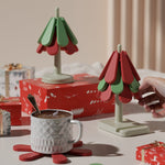 Square Base Green High temperature resistant table mat household teacup mat anti - scalding mat foldable insulation mat pot mat, insulation mat shelf Christmas tree shape