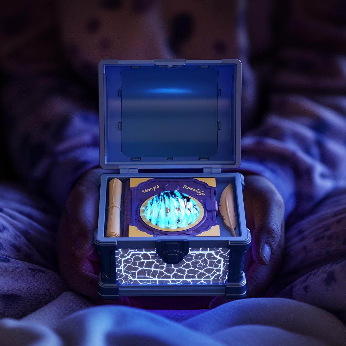 Treasure Chest Projection Lamp with Bluetooth Speaker and Mood Light, Blue - 6342087218390 Toy Chest Australia 3
