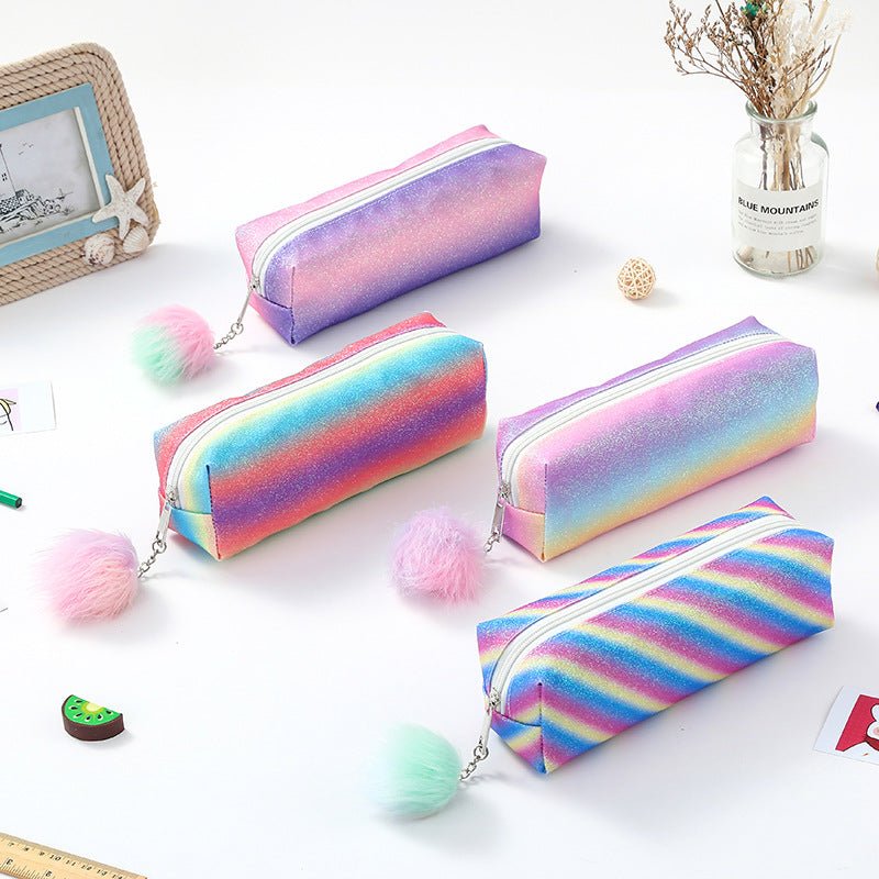 Rainbow Glitter Pencil Cases - Set of 4 Sparkly Stationery Pouches - 5447834142419 Toy Chest Australia 1