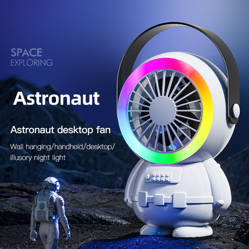 White Astronaut Portable Fan - USB Rechargeable Desk Fan with RGB Night Light - 2202480012702 Toy Chest Australia 2