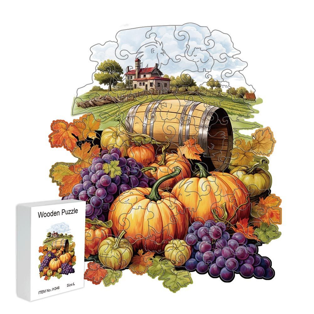 Purple grapes Thanksgiving Wooden Puzzle - Vegetable & Fruit Design, Home Decor, Educational Toy (Size S) - 2202400333723 Toy Chest Australia 3