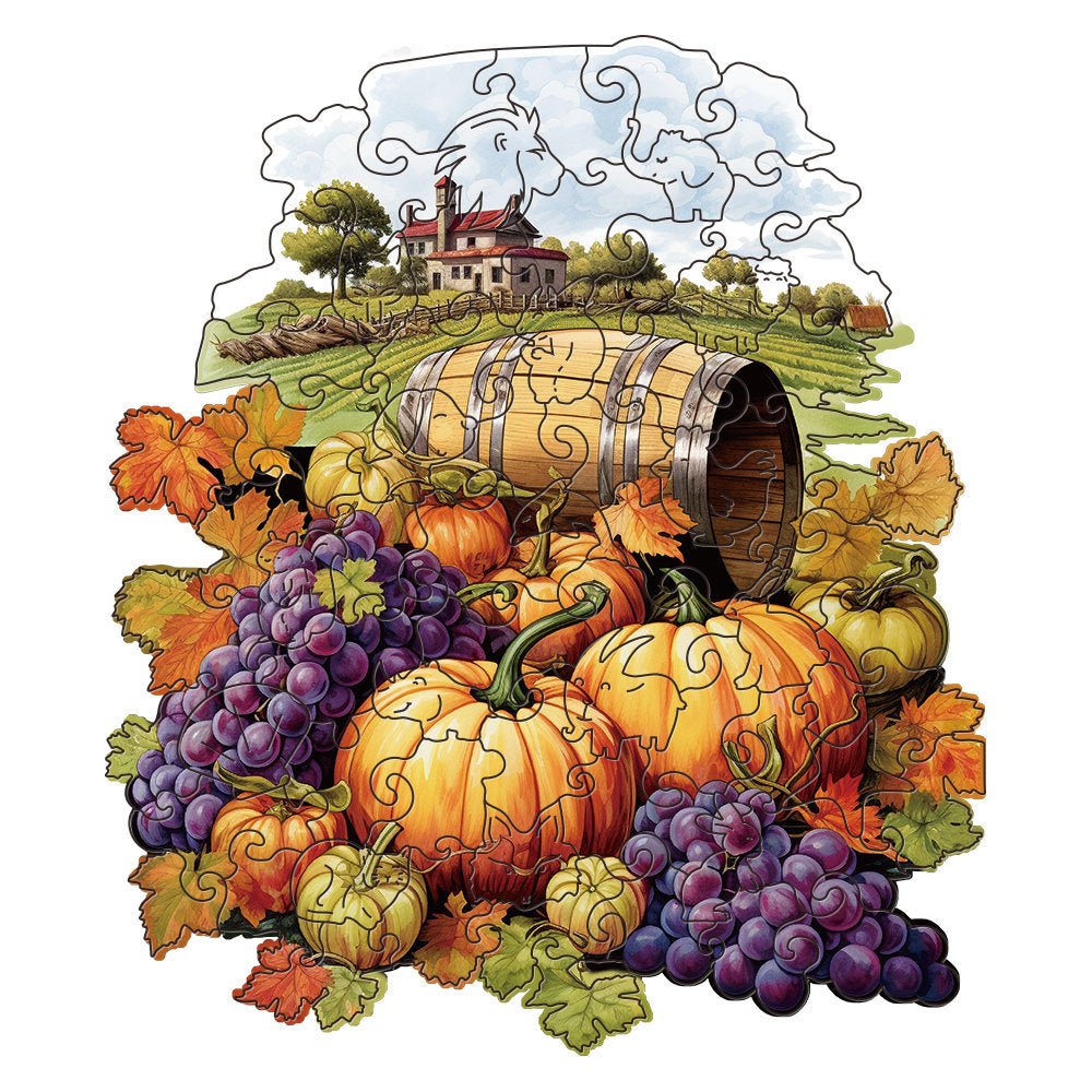 Purple grapes Thanksgiving Wooden Puzzle - Vegetable & Fruit Design, Home Decor, Educational Toy (Size L) - 2202400333725 Toy Chest Australia 2