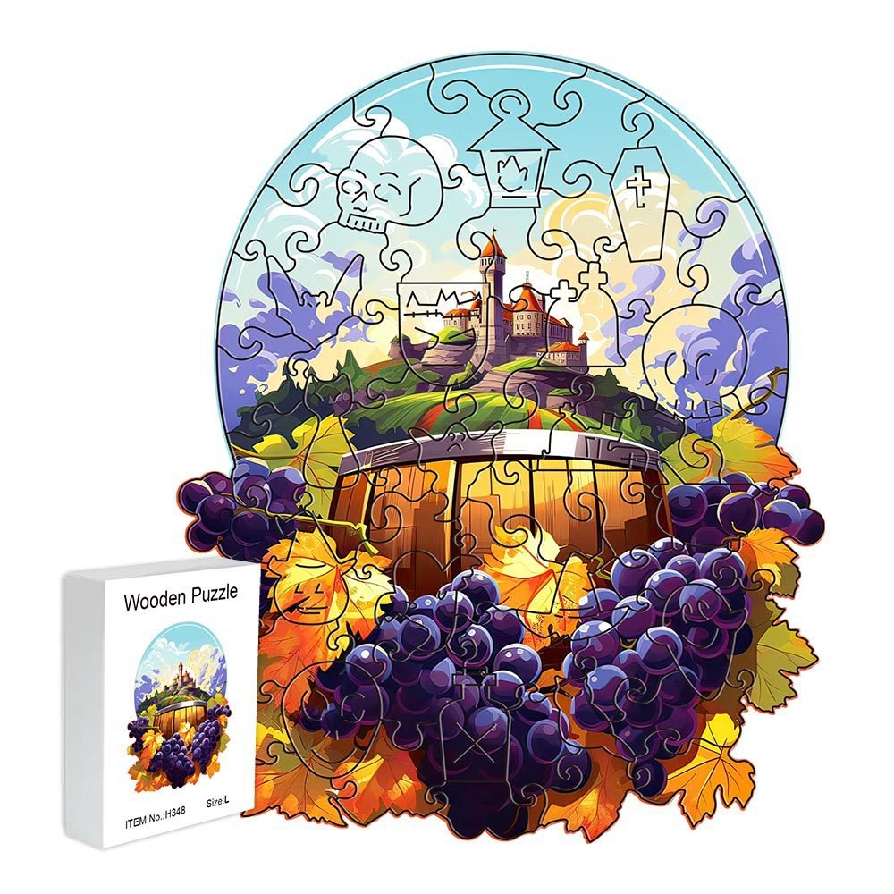 Wine grapes Wooden Puzzle - Vegetable & Fruit Design, Home Decor, Educational Toy (Size L) - 2202400333737 Toy Chest Australia 1