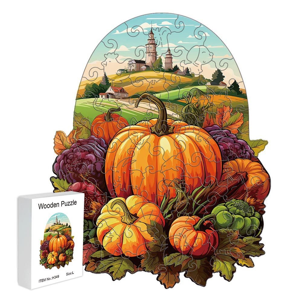 Harvest Pumpkins Wooden Puzzle - Vegetable & Fruit Design, Home Decor, Educational Toy (Size S) - 2202400333739 Toy Chest Australia 1