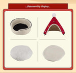 Festive Detachable Pet House - Cozy Pine Needle Wool Christmas Hat Design (S - 37x46cm)