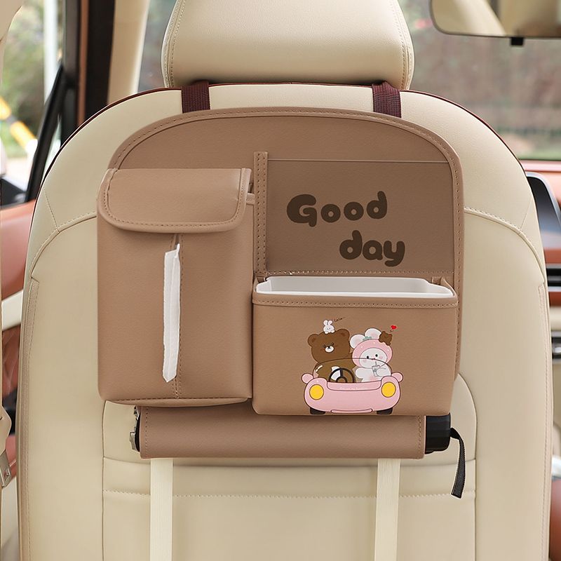 Car Seat Back Organizer with Practical design - Multi - Pocket Storage for Tissues and Gadgets - Cute bear(Brown) - 8920334299821 Toy Chest Australia 1