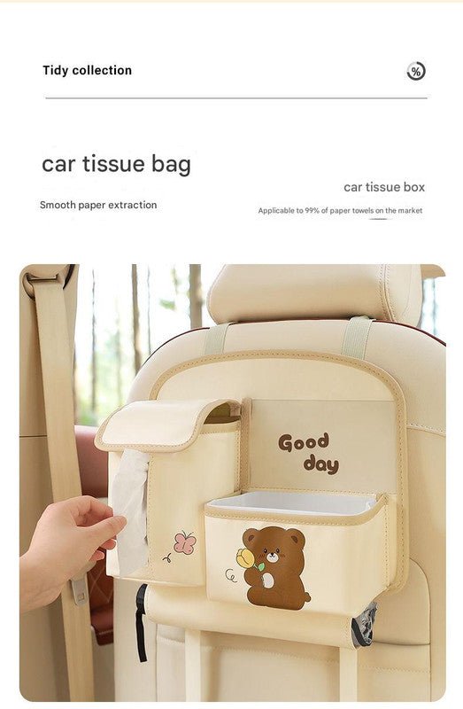 Car Seat Back Organizer with Practical design - Multi - Pocket Storage for Tissues and Gadgets - Cute bear(Brown) - 8920334299821 Toy Chest Australia 5