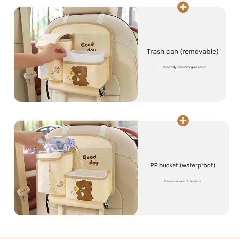 Car Seat Back Organizer with Practical design - Multi - Pocket Storage for Tissues and Gadgets - Cute bear(Brown) - 8920334299821 Toy Chest Australia 7